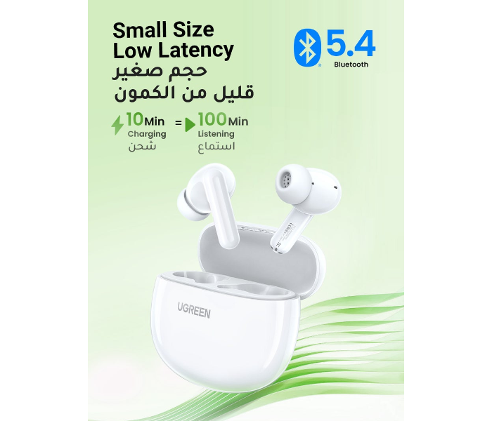 HiTune P3 Wireless Earbuds, iPhone 16 Bluetooth 5.4 Headphones, 12mm Drivers, 28H Playtime, USB C Fast Charging, 2-Mic Noise Cancelling for Clear Calls, IPX5 Waterproof, Dual Device Connection White in KSA
