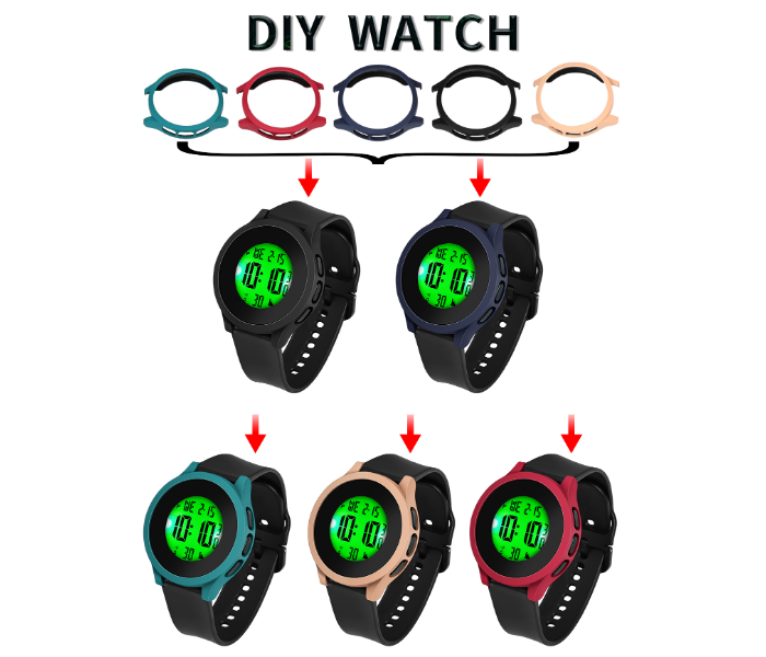 Men's Sports Electronic Watch with Mixed Gift Box, Simple and Casual, Student Watch 5pcs Case in KSA