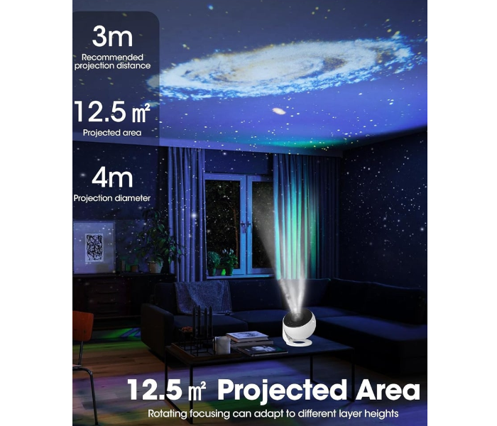 Galaxy Projector 3-in-1 LED Starry Light Projector with 12 Slides, Timer & Adjustable Focus – Quiet Star Projector for Bedroom, Party, Kids' Room & Ceiling Decor in UAE