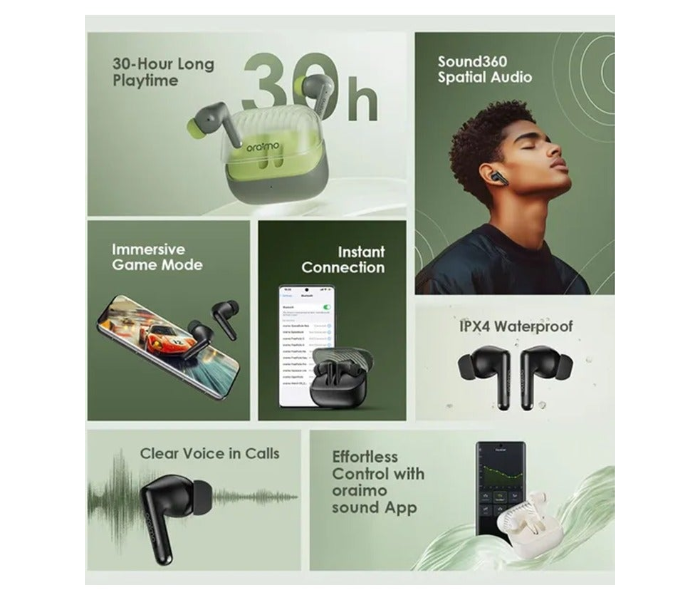 ORAIMO TWS Earbuds with 30H Playtime | OTW-323-GD Light Gold in KSA
