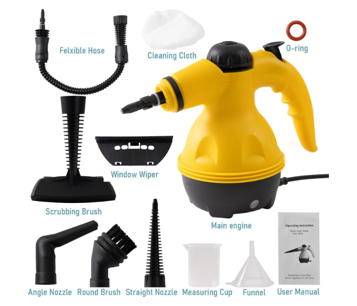 DENX 1200W Handheld Steam Cleaner – 350ml High-Pressure Steamer with 9 Accessories for Kitchen, Sofa, Car, Bathroom & Window Cleaning in UAE