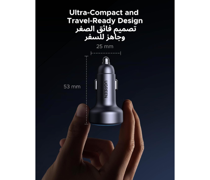 UGREEN 30W 3-Port Fast Car Charger2*USB-C PD+USB-A in KSA