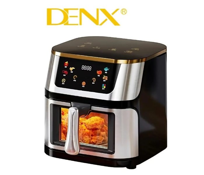 DENX DX3409 Smart Multi-Function Air Fryer – 8L Large Capacity, Color Touchscreen, Transparent Window, Oil-Free Healthy Cooking, 1800W Power, Auto-Cooking Programs & Safety Lock in UAE
