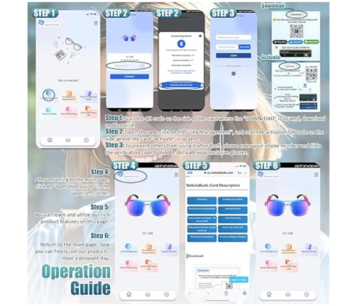 AI Smart Translation Glasses for Travel & Business, Real-Time 100+ Language Translator, Wireless Open-Earphones Design with Music Playback & Touch Control,Lightweight Eyewear in UAE
