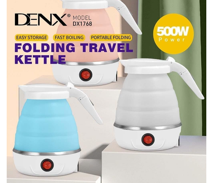 DENX 500W Portable Folding Electric Kettle 600ml Capacity Dual Voltage Lightweight Foldable Travel Water Boiler in UAE