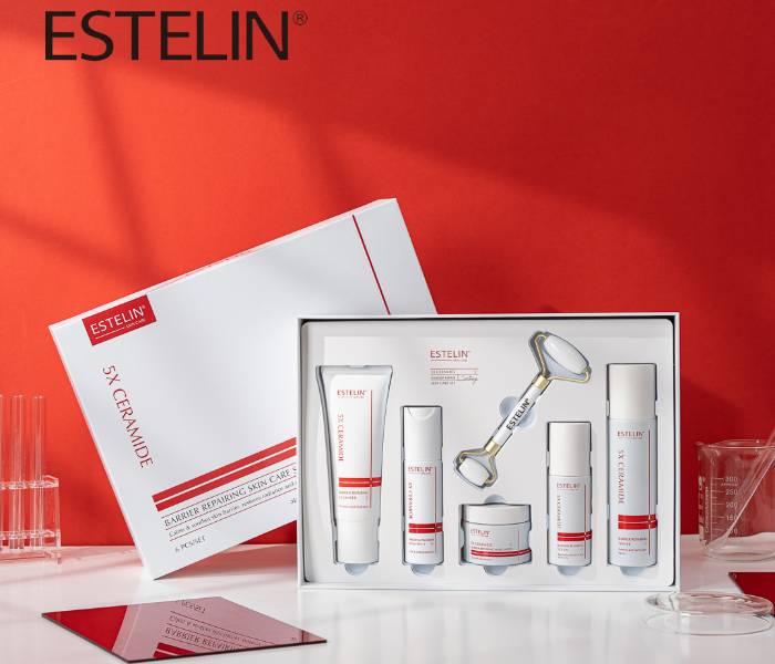 Estelin 5X Ceramide Barrier Repair Skin Care Set – Cleanser, Toner, Serum, Moisturizer & Sunscreen – Hydrating, Soothing, Anti-Aging for All Skin Types in UAE