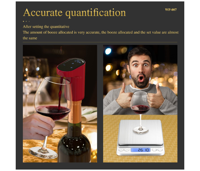 REDSACK Wine Aerator – Electric Quantified Wine Pourer – Compact Wine Aerator Pourer with Adjustable Dispensing - Auto Drink Pourer for All Bottle Sizes – Easy to Use and Intuitive Design in UAE