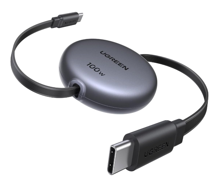 UGREEN 100W Retractable USB C Cable, Fast Charging Type C Cord, PD 3.0 PPS 5A 20V USB C to USB C Cable Compatible with iPhone 17 16, MacBook Pro, iPad, Galaxy S25 Ultra, Black, 1M in KSA