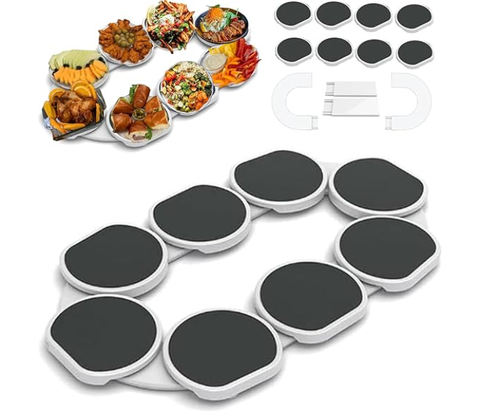 360° Rotating for Rectangular & Oblong Tables, Turntable Tray Reusable urntable, Rotating Dining Table, Extendable Turntable for Kitchen and Dining Tables Oblong Round Tables, Dining Tables Tray Set for Serving, Revolving Turntable Dining Table in UAE