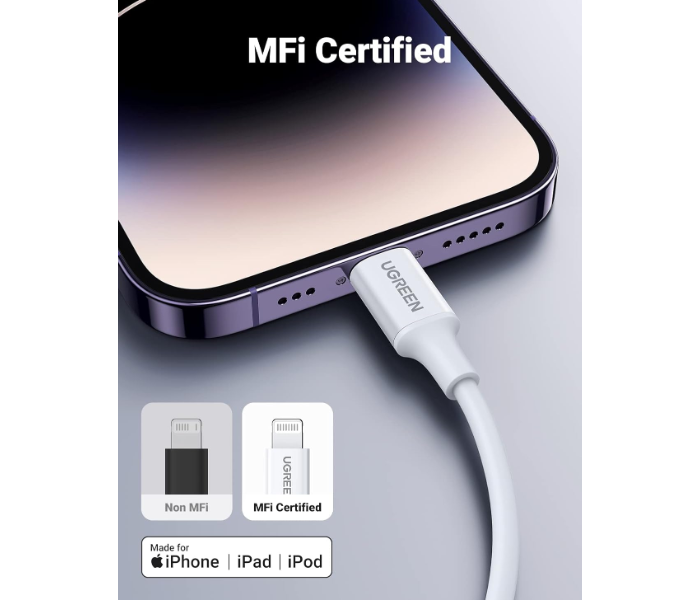 UGREEN Charging and Sync Data Cable USB-C to Lightning 1m |WH in KSA