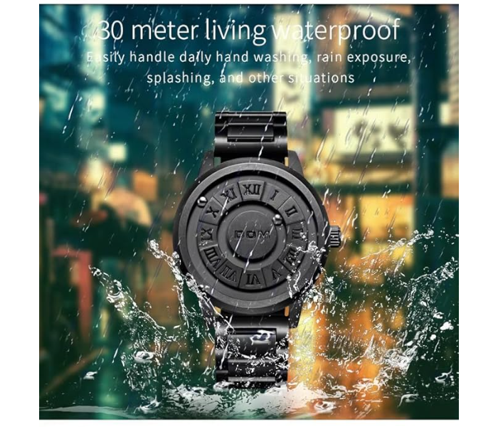 Trending New Men's Creative Magnetic Scrolling Beads Quartz Watch for Men Waterproof watches Stainless Steel Watch, Black in UAE