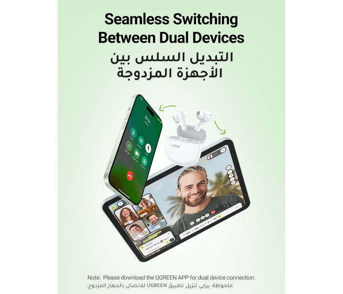 HiTune P3 Wireless Earbuds, iPhone 16 Bluetooth 5.4 Headphones, 12mm Drivers, 28H Playtime, USB C Fast Charging, 2-Mic Noise Cancelling for Clear Calls, IPX5 Waterproof, Dual Device Connection White in KSA