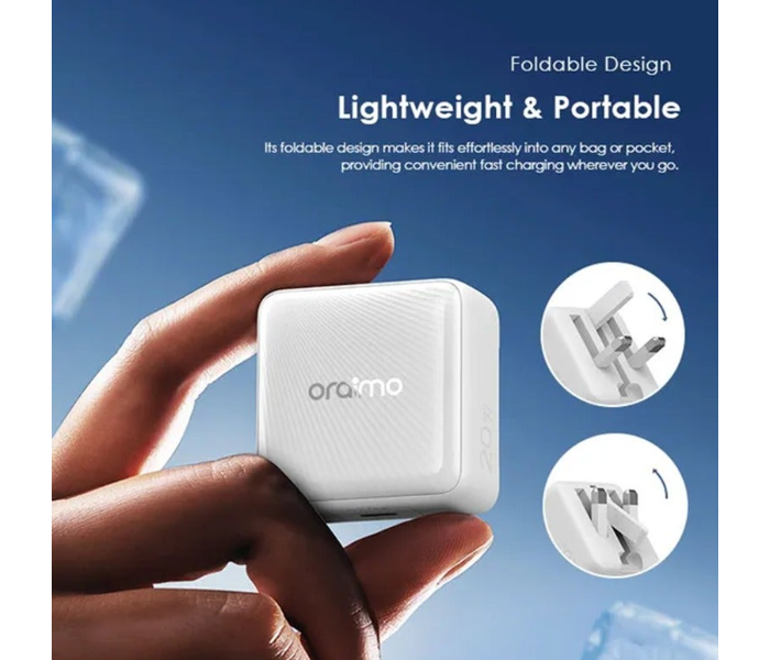 ORAIMO PowerCube 20 Chic 20W GaN Wall Charger Kit with Type|C to Type|C Cable | OCW-5201U-BK Black in KSA