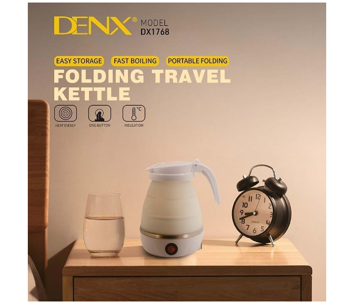 DENX 500W Portable Folding Electric Kettle 600ml Capacity Dual Voltage Lightweight Foldable Travel Water Boiler in UAE