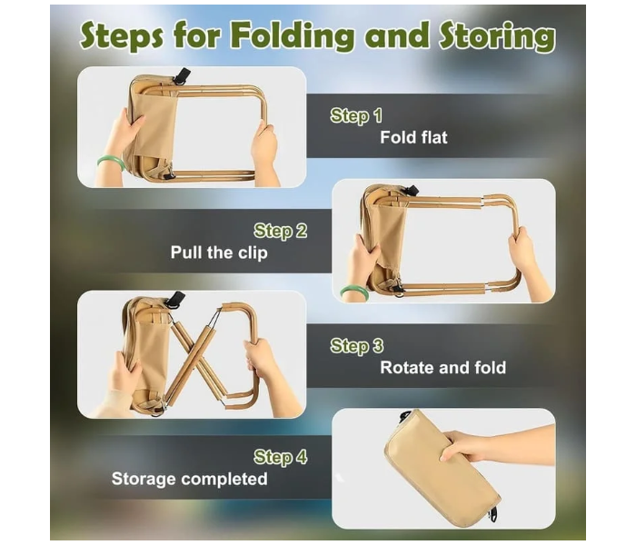 Pocket Chair Easy-Carry Folding Stool Shaped Like A Shoulder Bag - Green in UAE