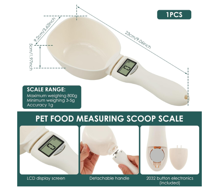 Digital Spoon Scale, Electronic Measuring Spoon, Weighing Spoon Scale, 800g/1g, High Precision with LED Display, Feeding Spoon with Removable Handle for Pet Food, Flour, Support Unit g/oz/ml/Cup in UAE