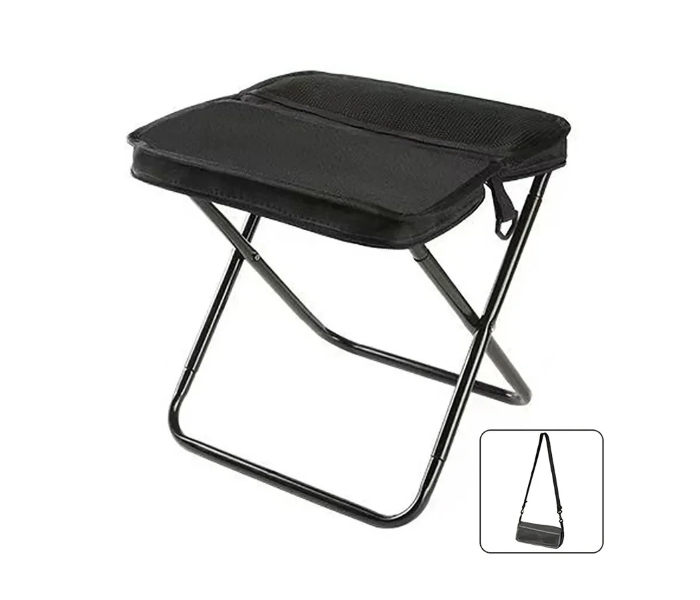 Pocket Chair Easy-Carry Folding Stool Shaped Like A Shoulder Bag - Black in UAE