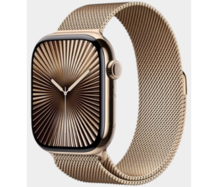 Apple Watch Series 10 GPS + Cellular 42mm Gold Titanium Case with Gold Milanese Loop in UAE