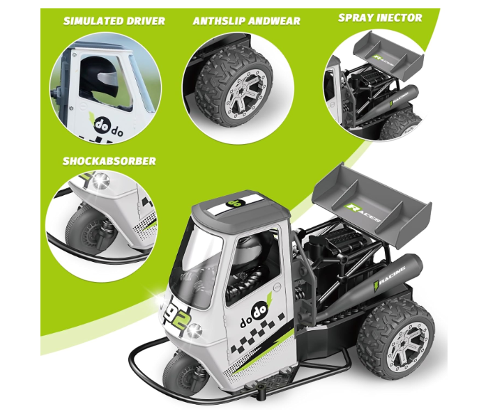 Remote Control Drift Tricycle Truck with Spray, Lights & Sound | 2.4GHz RC Stunt Car for Kids & Adults | Off-Road 3-Wheel Racing Vehicle with Rechargeable Battery, Shock Absorber & Simulation Driver in UAE