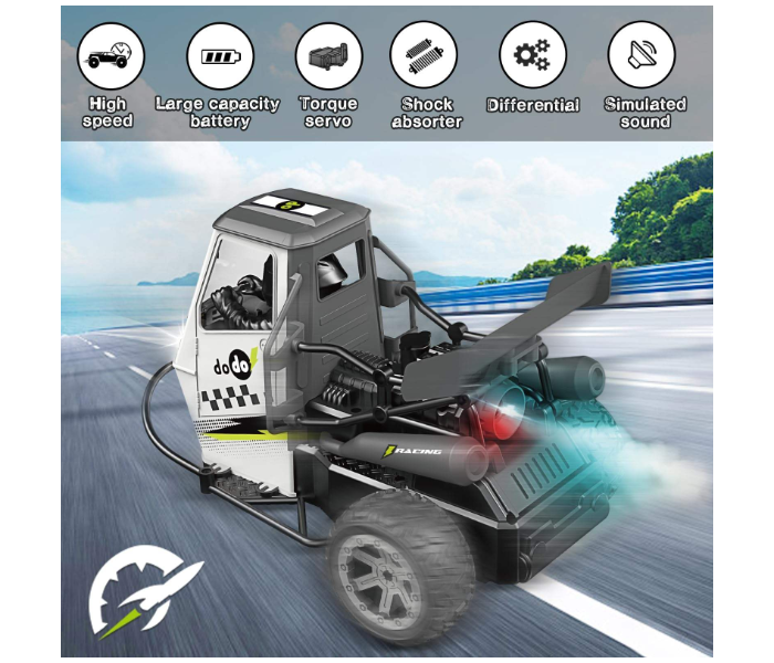 Remote Control Drift Tricycle Truck with Spray, Lights & Sound | 2.4GHz RC Stunt Car for Kids & Adults | Off-Road 3-Wheel Racing Vehicle with Rechargeable Battery, Shock Absorber & Simulation Driver in UAE