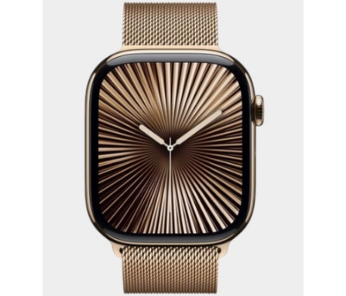 Apple Watch Series 10 GPS + Cellular 42mm Gold Titanium Case with Gold Milanese Loop in UAE