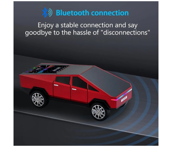 Bluetooth Pickup Truck Replica Portable Speaker,with Display Screen,HD Sound, TWS Pairing, FM Radio,Built-in Microphone Hands-Free Calling, LED Party Light, Surprise Gift for Car Lovers(Red) in UAE