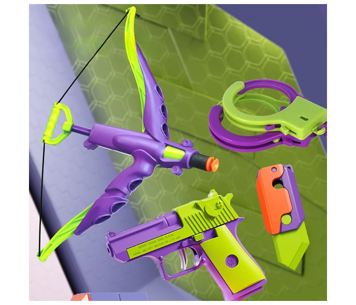 3D Radish Toy Set 4Pack - Fidget Knife,Fidget Gun,Kids Bow and Arrow,Fake Handcuffs,Toys for Kids 3-5 - Perfect Anxiety and Stress Relief in UAE