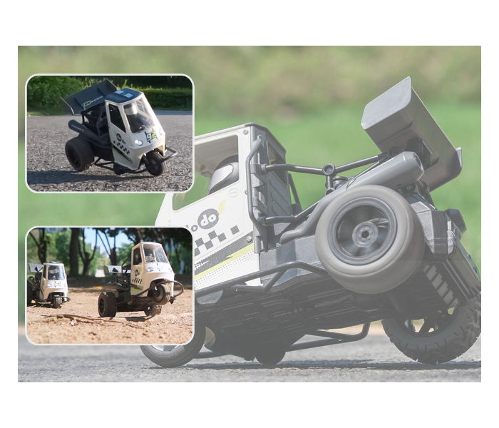 Remote Control Drift Tricycle Truck with Spray, Lights & Sound | 2.4GHz RC Stunt Car for Kids & Adults | Off-Road 3-Wheel Racing Vehicle with Rechargeable Battery, Shock Absorber & Simulation Driver in UAE
