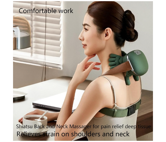 Hand Shoulder and Neck Massager, 2025 Upgrade Massage Master for Shoulder, Electric Shiatsu Back & Neck Massager with Heat Speed Adjustment, for Pain Relief Deep Tissue (Green) in UAE