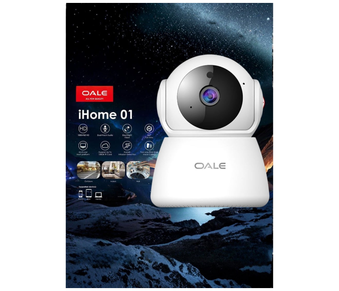 iHome 01 360° Security Camera with Dual Tracking, Motion Detection, Night Vision, Audio Support & Two-Way Voice – Smart Home CCTV Camera for Indoor/Outdoor Surveillance in UAE