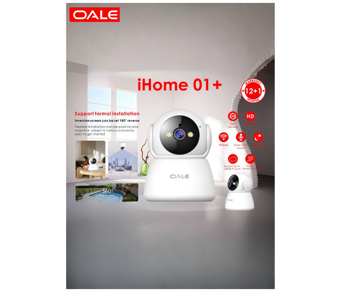 iHome 01 360° Security Camera with Dual Tracking, Motion Detection, Night Vision, Audio Support & Two-Way Voice – Smart Home CCTV Camera for Indoor/Outdoor Surveillance in UAE