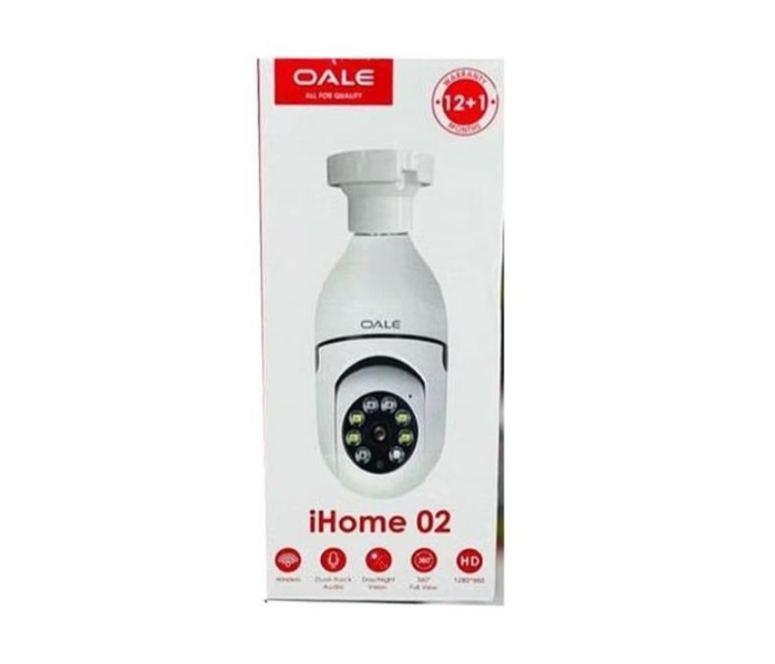 Oale Ihome 02 smart camera Light Bulb Security Camera,HD Home Wifi Security Camera, 360 Degree Pan/Tilt Surveillance Camera, Smart Motion Detection, Indoor/Outdoor Security Camera in UAE