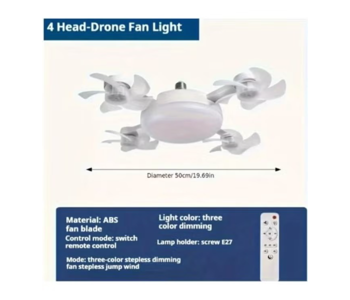 4 Head Drone Fan Lights Modern 4-Head Ceiling Drone Fan with Light - Remote in UAE