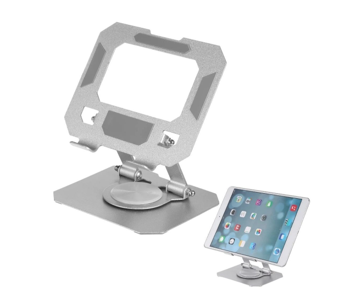 Denx Model DX1269 360° Rotary Aluminum Alloy Tablet Holder, Foldable Portable Computer Support with Hollow Cooling Design, Anti-Slip Base in UAE
