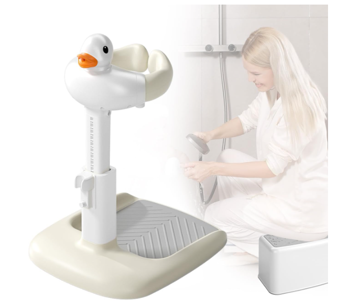 Adjustable Height Baby Shower Stand with Anti-Slip Base,Bath Shower Standing Support Baby Bath Stand,Portable Bath Helper Baby,Free Mother Hands in UAE