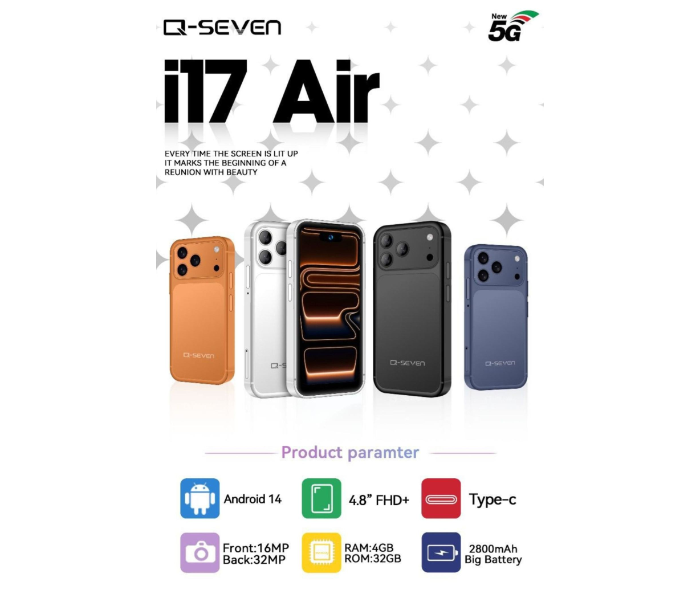 Mini Q-SEVEN i17 Air Smartphone World's Smallest 17Pro Max Android Mobile Phone 5G , 4GB RAM / 32GB ROM Tiny Pocket Phone in UAE