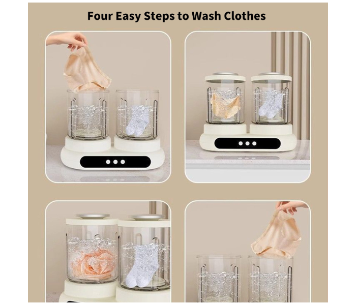 Double Bucket Laundry Machine 2L Capacity Simultaneous Separate Washing Device Perfect for Delicates and Undergarments in UAE