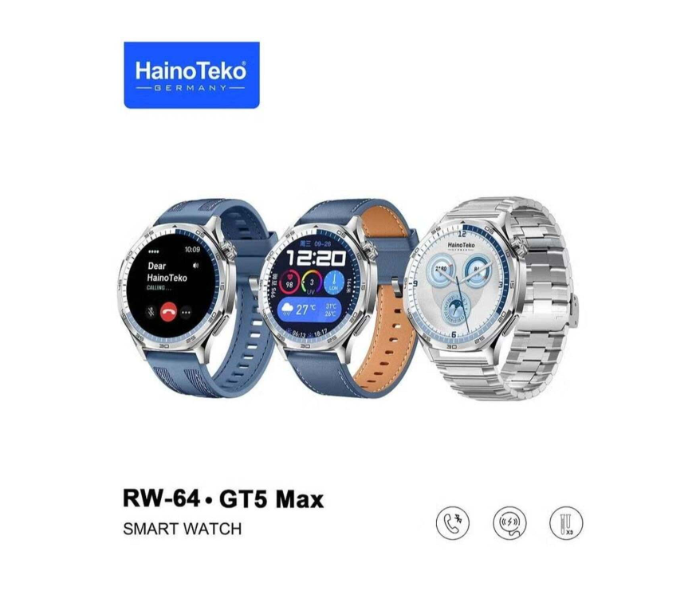 Haino Teko RW-64 GT5 Max Smartwatch for Men – Large AMOLED, Voice Assistant, 3 Straps in UAE