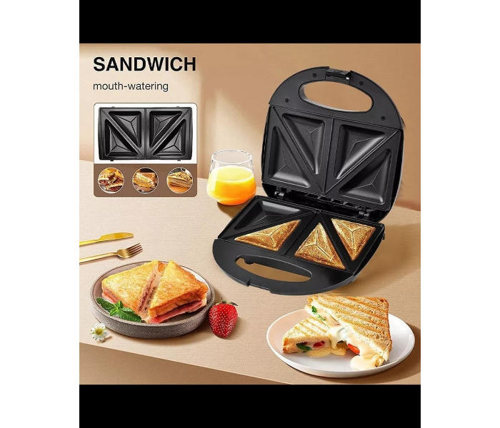 Denx DX1733 2-Slice Electric Sandwich Maker with Non-Stick Triangular Plates, Fast Dual-Sided Heating, Overheat Protection, 750W in UAE