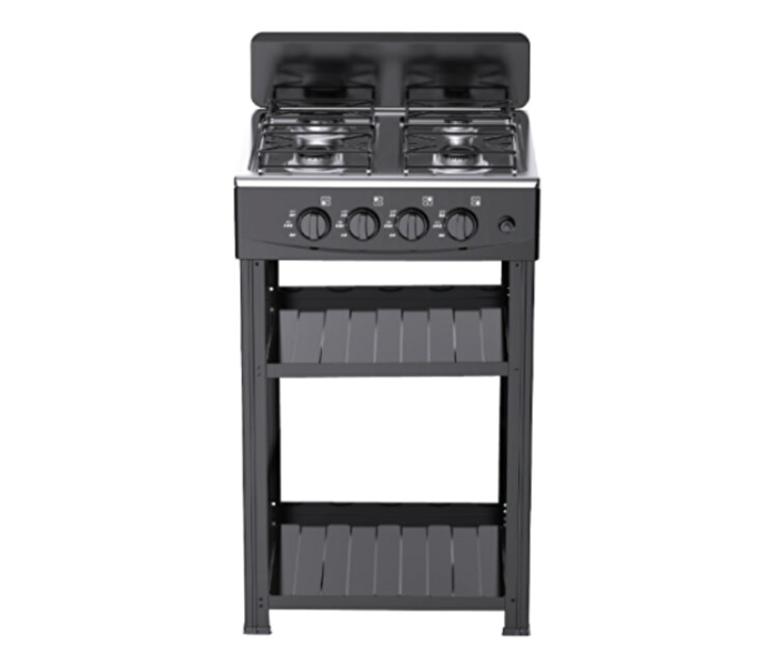 Denx Model DX2813 4-Burner Gas Stove with Electronic Ignition, Integrated Stand & Dual Storage Shelves, Heavy-Duty Body in UAE