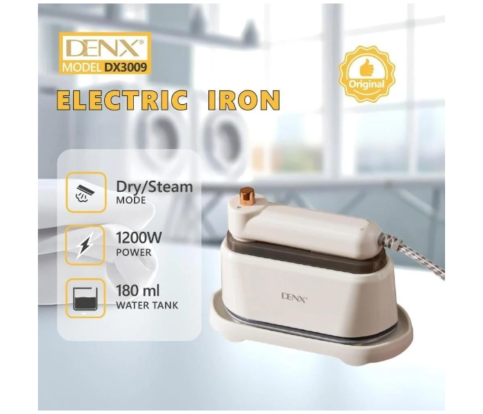 Denx Model DX3009 2-in-1 Handheld Steam & Dry Iron, 1200W Portable Mini Travel Garment Steamer for Clothes, Abayas, Home & Travel Use, 180ml Water Tank in UAE