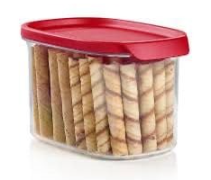 Tupperware Ultra Clear Oval Dry Storage Container, 1L Capacity, Red Lid in UAE