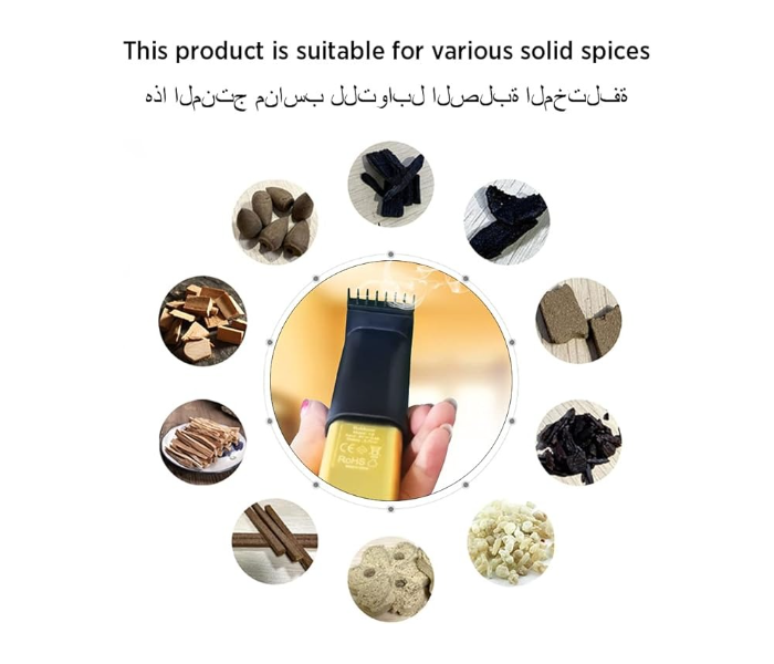 Rechargeable Electronic Incense Burner for Oud & Bakhoor ,Mini Portable Aromatherapy Diffuser with USB Charging, Safe & Flameless Design (Gold) in UAE
