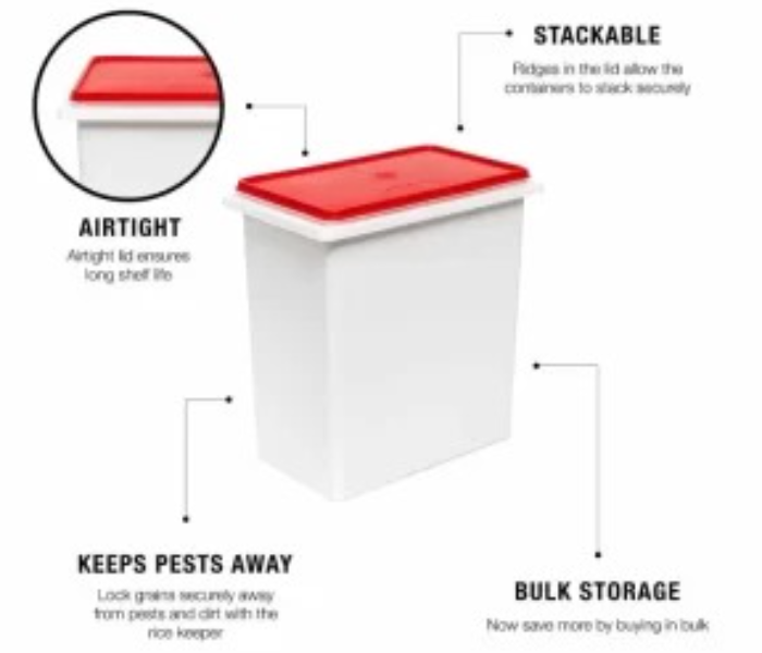 Tupperware Bulk Storage Container Rice Keeper Plastic 10 L Set of 1 (Multicolor) in UAE