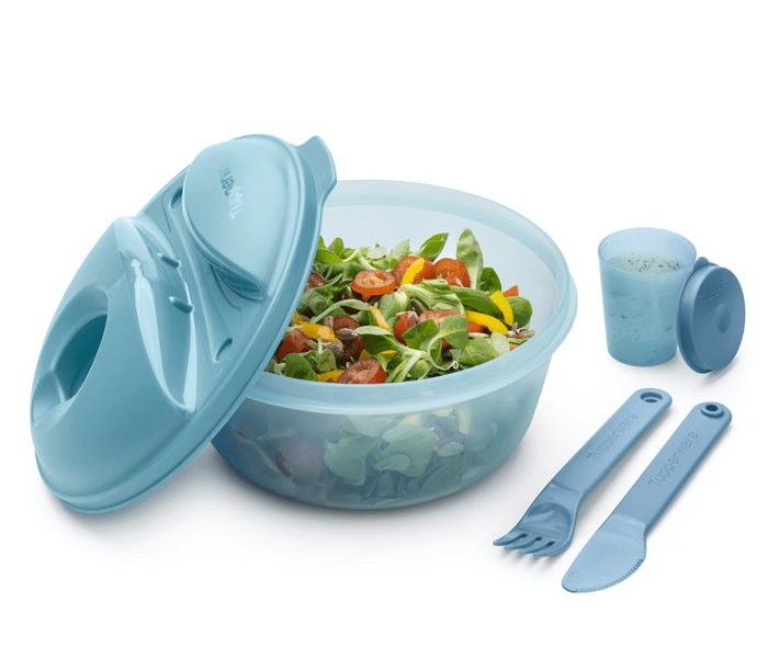 Tupperware Salad On The Go Set, 1.4 L Capacity, Aqua Blue in UAE