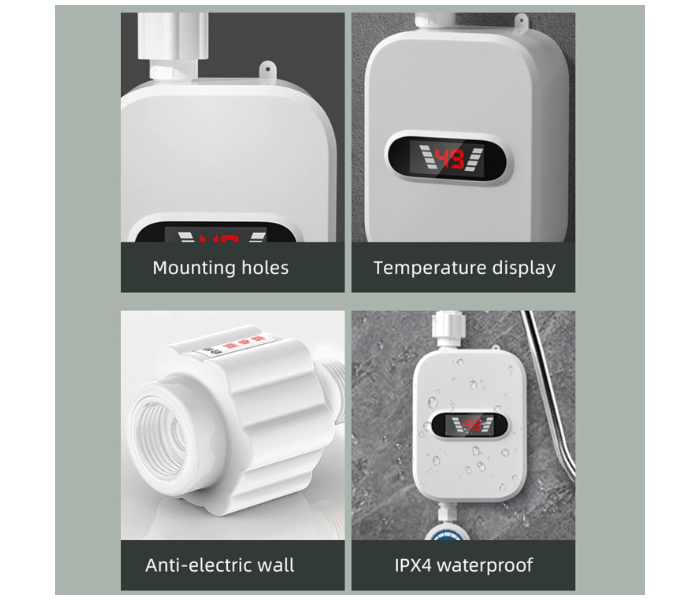 Shower Heater Electric | 3.5kw LED Display Electric Tankless Water Heater - 110V Hot Water Heater Tankless Waterproof Eliminate Time for Hot Water Shelf, Wall in UAE