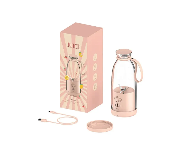 Portable Smoothie Blender 500ml, 6 Blades, 2400mAh USB Rechargeable Personal Shakes & Juice Maker - Pink in UAE