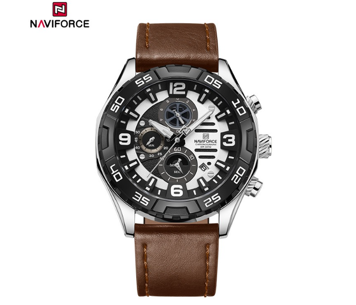 Naviforce Original NF8043 Elegance Exquisite Multifunctional Men's Chronograph Watch (Silver) in UAE