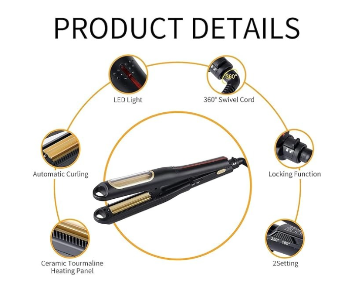 Professional Automatic Hair Waver Crimper ,Ionic Ceramic Corrugation Iron, Fluffy Hairstyle Curler with Adjustable Heat Settings, Quick Styling Tool for Home & Travel in UAE
