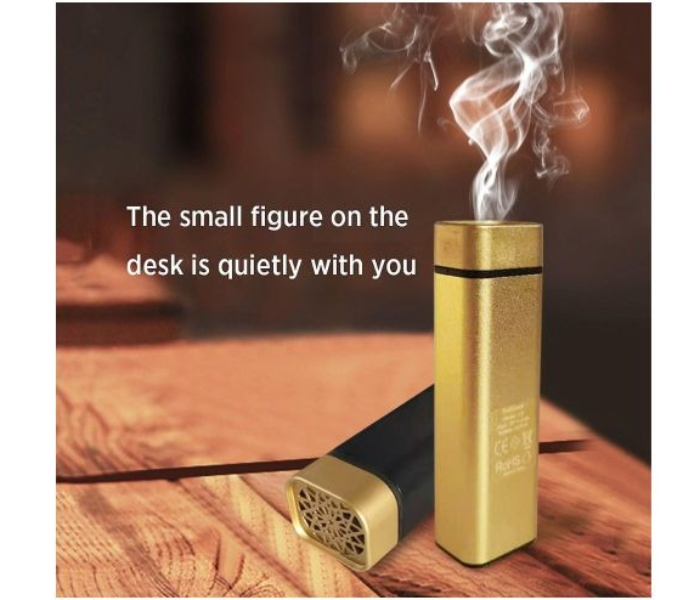 Rechargeable Electronic Incense Burner for Oud & Bakhoor ,Mini Portable Aromatherapy Diffuser with USB Charging, Safe & Flameless Design (Gold) in UAE